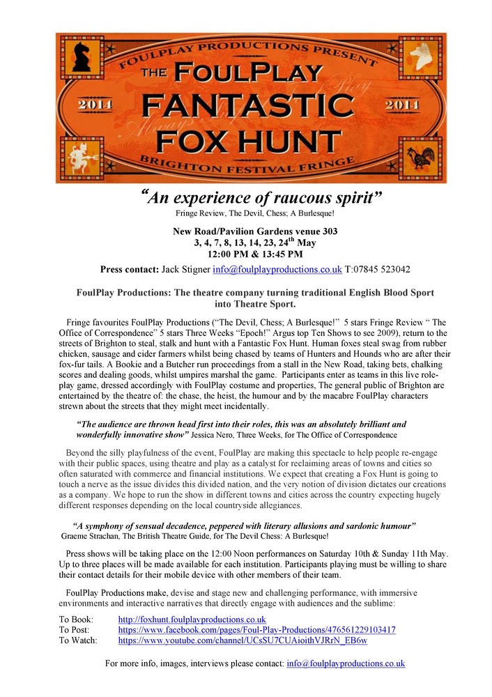 FANTASTIC FOX HUNT PRESS